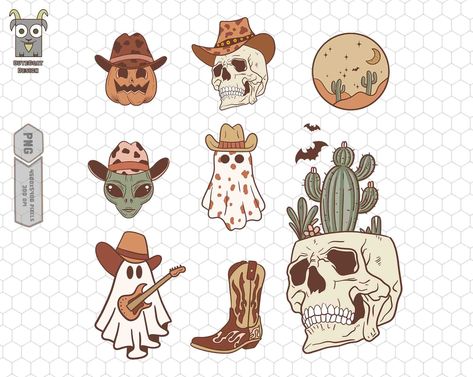 Western Pumpkin Ideas, Western Halloween Tattoo, Western Witch Aesthetic, Western Halloween Wallpaper, Western Doodles, Spooky Western, Fall Doodles, Deep Tattoo, Halloween Doodles