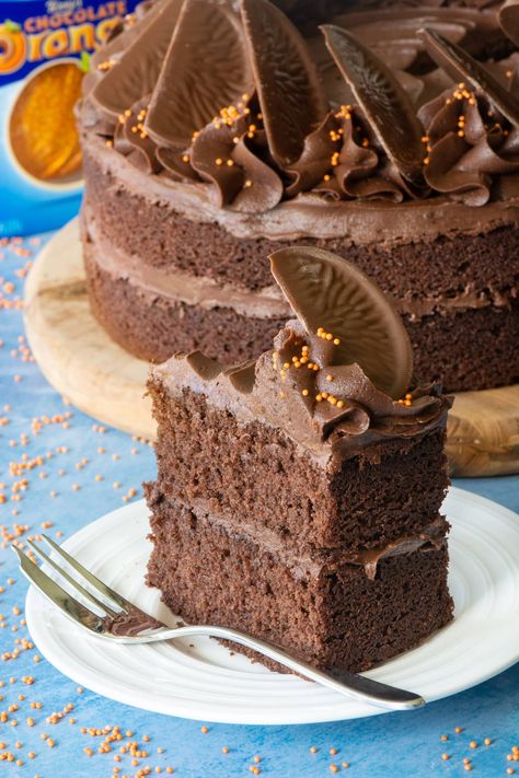 Terrys Chocolate Orange Cake, Orange Birthday Cake, Chocolate Orange Cake, Orange Buttercream, Terry's Chocolate Orange, Orange Chocolate Cake, Orange Cake Recipe, Birthday Cake Recipe, Orange Cake