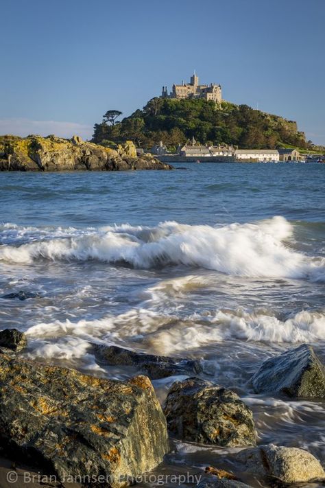 Waves below St Michael's Mount, Marazion, Cornwall, England, UK. © Brian Jannsen Photography Marazion Cornwall, Places In Cornwall, St Michael's Mount, West Cornwall, Devon And Cornwall, Cornwall England, West Country, Yorkshire England, England Uk