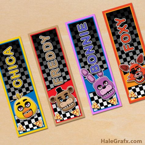 FREE Printable Five Nights at Freddy's Bookmarks Five Nights At Freddy's Crafts, Fnaf Bookmark, Five Nights At Freddy's Birthday, Fnaf Bookmark Printable, Five Nights At Freddy's Party, Fnaf Printables Free, Five Nights At Freddy's Bedroom Ideas, Fnaf Party Ideas, Fnaf Security Badge Printable