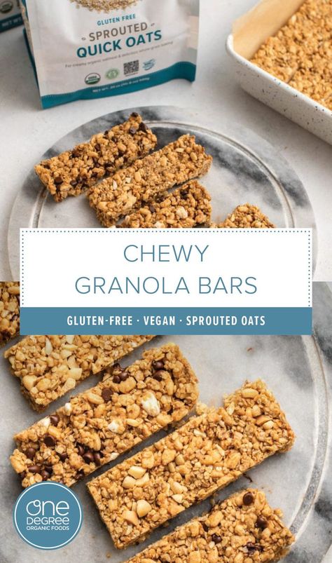 Rice Crispy Granola Bars, Sprouted Rolled Oats Recipes, Sprouted Oats Recipes, Sprouted Oats, Granola Bar Recipe Chewy, Crispy Granola, Easy Granola Bars, Healthy Snack For Kids, Healthy Granola Bars