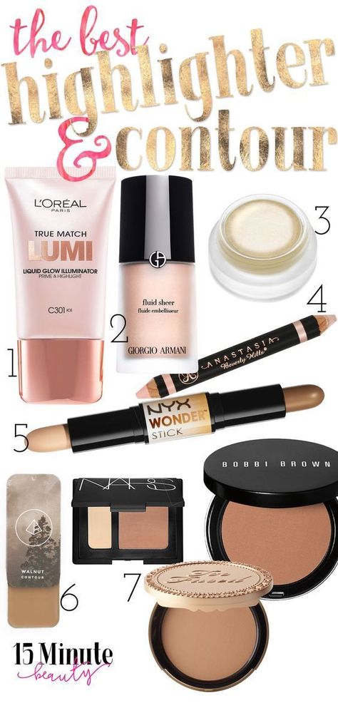 These are the best and easiest to use highlighting and contouring makeup products. Have you tried them yet? Highlight Contour Makeup, Contour Products, Highlighting Makeup, Highlighting And Contouring, Best Highlighter, Highlight And Contour, Contouring Makeup, Hacks Makeup, Makeup Tip