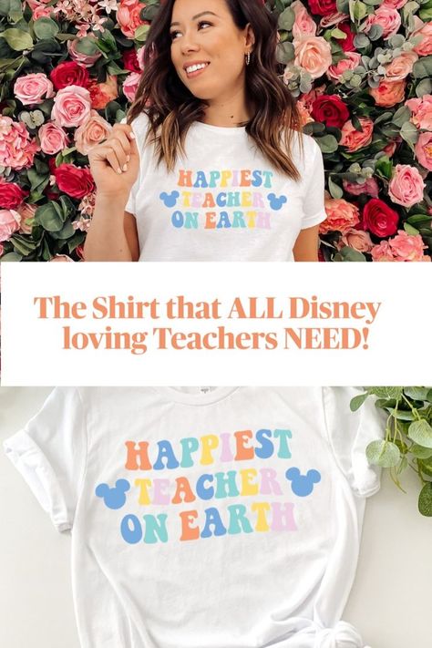 Disney Teacher Tshirt, Happiest Classroom On Earth, Disney Teacher Outfits, Disney Teacher Shirt, Teacher Disney Shirts, Disney Teacher Gifts, Disney Teacher Shirts, Disney Teacher, Teachers Shirts