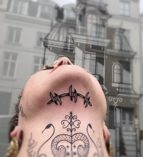 Women Under Chin Tattoo, Under Throat Tattoo, Tattoo On Jawline, Under The Chin Tattoo, Chin Tattoo Woman, Under Chin Tattoo Woman, Under Chin Tattoos Women, Jawline Tattoo, Small Neck Tattoo