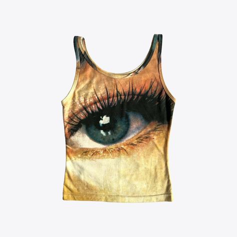 Rare vintage 00s / y2k eye print tank top. Sign of... - Depop Eye Tank Top, Art On Clothes, Digital Closet, Eye Print, Y2k Top, Print Tank Top, Indie Kids, Print Tank, Printed Tank Tops