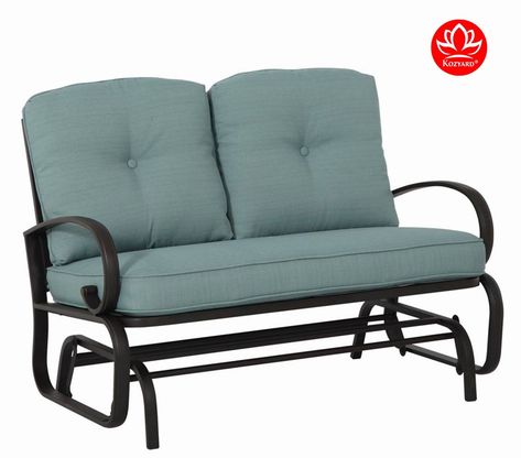 Amazon.com : Kozyard Cozy Two Rocking Love Seats Glider Swing Bench/Rocker For Patio, Yard with Soft Cushion and Sturdy Frame (Blue) : Garden & Outdoor Blue Loveseat, Outdoor Glider, Patio Glider, Metal Patio Furniture, Patio Loveseat, Outdoor Loveseat, Furniture Logo, Glider Chair, Deck Ideas