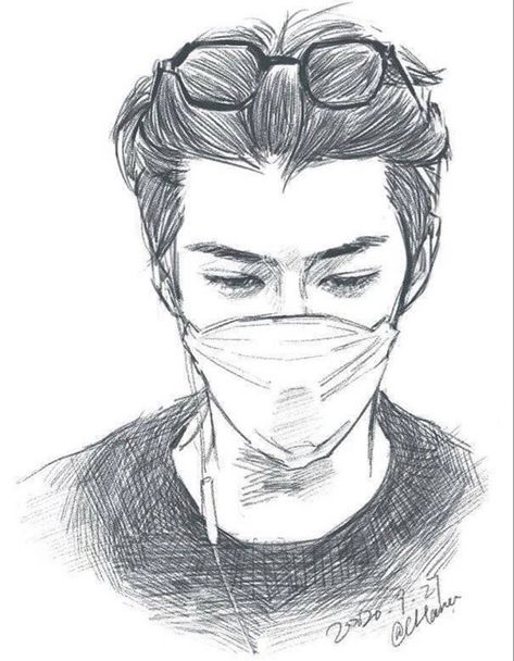 Exo Drawing, Exo Chibi Fanart, Exo Anime, Exo Art, Exo Fan Art, Boy Drawing, Buddha Painting, Kpop Drawings, Pencil Art Drawings