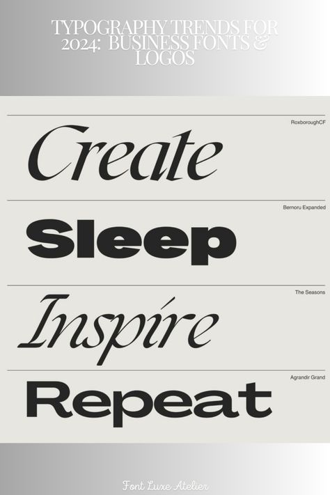 Looking to refresh your brand? Get inspired by the latest typography trends for 2024! Discover modern, impactful fonts and logo styles to elevate your business identity.  From sleek sans-serifs to bold statement fonts, find the perfect typefaces to make your brand stand out. #luxuryfonts #branding #elegantdesign #fontinspiration #logodesign Typography Figma, Figma Tutorial, Typography Trends, Luxury Fonts, Brand Typography, Strong Font, Business Fonts, Luxury Font, Logo Styles