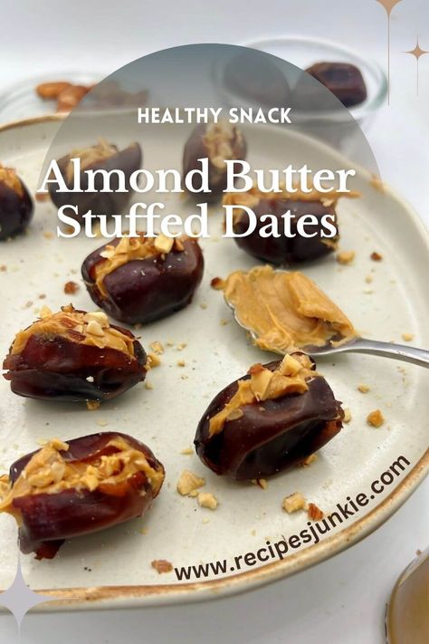 Almond Butter Stuffed Dates - Recipes Junkie Almond Butter Benefits, Snack On The Go, Health Benefits Of Almonds, Almond Butter Recipes, Almond Benefits, Stuffed Dates, Dessert Alternatives, Dessert Platter, Unhealthy Snacks