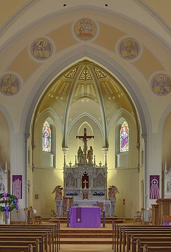 Saint Bernard Roman Catholic Church, in Albers, Illinois, USA - sanctuary Church Interior Design, Church Aesthetic, Daughter Of The King, Catholic Churches, Cathedral Basilica, Church Pictures, Cathedral Architecture, Take Me To Church, Sacred Architecture