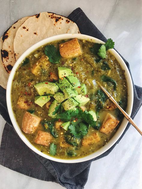 Chili Verde Recipe, Recipe With Pork, Tofu Avocado, Chili Verde, Plant Based Meal Planning, Veggie Chili, Verde Recipe, Vegan Mexican Recipes, Plant Based Meal