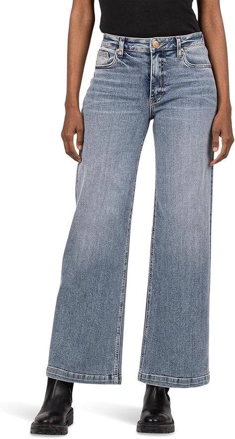 KUT from the Kloth Women's Jean High-Rise Wide Leg Clean Hem in Enforce at Amazon Women's Jeans store Jeans Store, Womens Clothes, Trendy Clothes For Women, Trendy Fashion Women, Amazon Women, Stylish Accessories, High Jeans, Unique Patterns, Chic Outfits