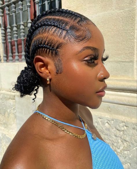 8 Cornrows Braids Natural Hair, Cornrows With Curly Pieces, Skl Hairstyles, Cornrows Natural, Feed Ins, Lisa Hair, Future Hairstyles, Cornrows Natural Hair, Cornrows Braids For Black Women