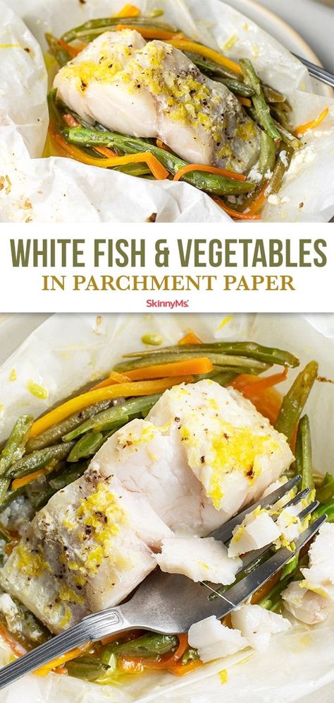 Parchment Paper Recipes, Healthy Seafood Dishes, Fish And Vegetables, Healthiest Seafood, Fish Recipe, White Fish, Dinner Meals, Baked Fish, Eating Recipes