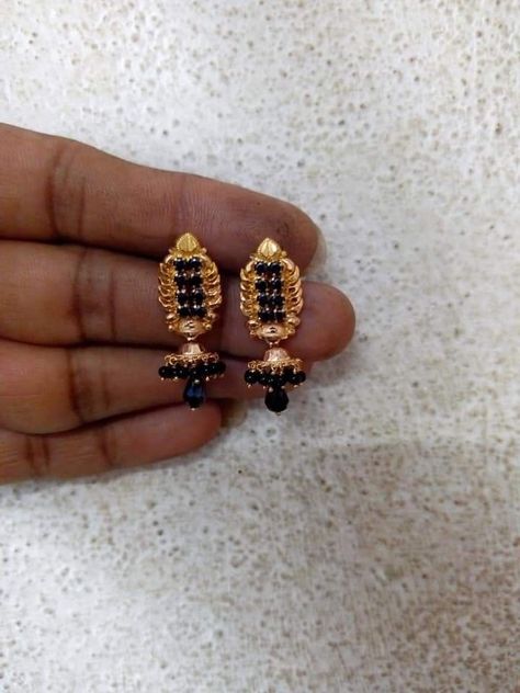 Chinna Buttalu Earrings Gold, Black Beads Buttalu Gold, Black Stone Earrings Gold Daily Wear, Black Earrings Gold, Black Stone Earrings Gold Indian, Nallapusalu Earrings Gold, 3 Grams Gold Earrings Indian Daily Wear, Black Beads Earrings Gold Studs, Black Beads Earrings Gold