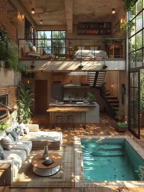 Loft House Design, Tiny House Loft, Tiny House Inspiration, Loft Living, Loft House, Tiny House Interior, Loft Design, Tiny House Cabin, Loft Apartment