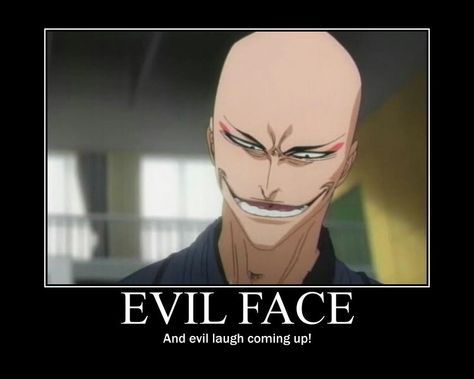 Evil face Ikkaku Madarame, Bleach Meme, Ichigo Kurosaki Wallpaper, Bleach Orihime, Excited Face, Bleach Funny, Tite Kubo, Creepy Smile, Kuchiki Rukia