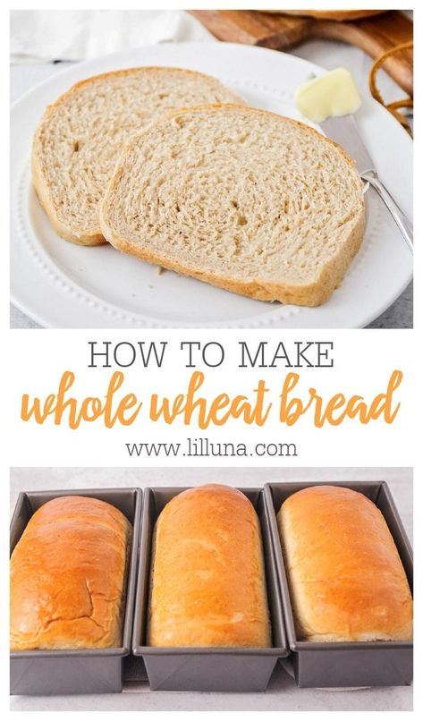 Deliciously wholesome whole wheat bread is soft, fluffy, and always better than store-bought! It is perfect for beginner bread makers. #wholewheatbread #freshbread #homemadebread #bread #wholewheat Wheat Bread Recipe Homemade, Soft Wheat Bread Recipe, Homemade Wheat Bread, Honey Wheat Bread Recipe, Whole Grain Bread Recipe, Whole Wheat Bread Recipe, Bread Recipe For Diabetics, Homemade Jaffa Cakes, Bread Flour Recipe