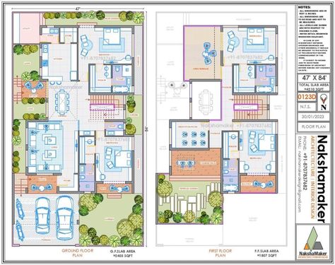 Residential Building Plan, Duplex House Plan, North Facing House, Single Storey House Plans, Duplex Floor Plans, Two Story House Design, 2bhk House Plan, Interior Floor Plan, Two Story House