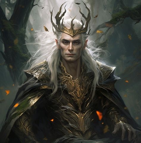 Elf King Fantasy Art, Old Elf Male, High Elf King, Fae Character Design Male, Fae King, Old Elf, Elven King, Fruit Art Drawings, Male Elf