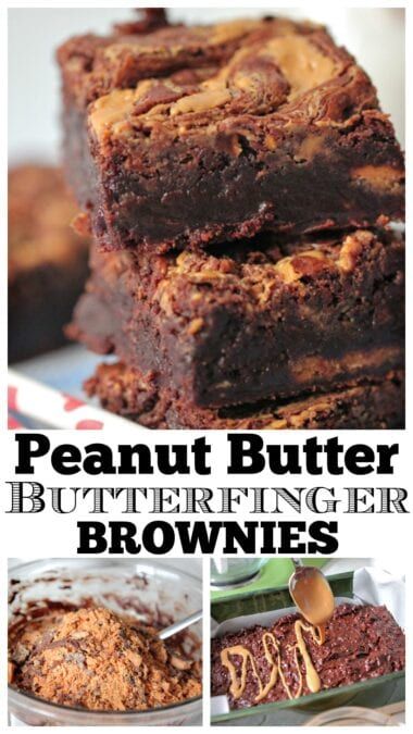 peanut butter brownies Butterfinger Brownies, Butterfinger Bars Recipe, Perfect Brownie Recipe, Butter Brownies, Best Peanut Butter, Homemade Peanut Butter, Peanut Butter Brownies, Easy Baking Recipes Desserts, Peanut Butter Recipes