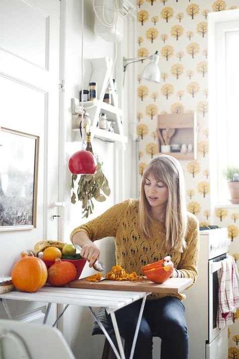 Kitchen Editorial Fashion, Women Cooking In Kitchen, Cookbook Author Photos, Rachel Korinek Food Photography, Sarah Britton, Cooking Light Magazine, Brochure Inspiration, Multifunctional Space, New Roots