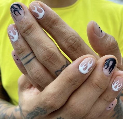 Nail Art Designs Short Nails Simple, Mens Flame Nails, Men Nails Aesthetic, Flame Nails Men, Man Nails, Nails Hombres, Men Nails, Men Nail Art, Masculine Nail Art