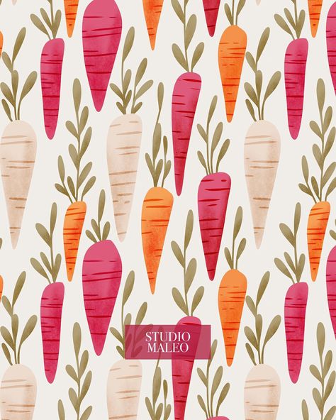 Who wants some carrots 🥕? . #repeatpattern #repeatpatterns #fabric #fabricrepeat #kidsclothing #kidsfashion #patterndesign #fabricpattern #seamlesspattern #textiledesign #textilepattern #doodleadaymarch Carrot Pattern, Colorful Carrots, A Days March, Fabric Home Decor, Baby Journal, March 17, Textile Patterns, Kids' Fashion, Repeating Patterns