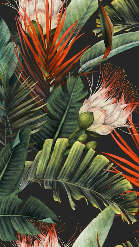 Jungle Leaf Painting, Tropical Flowers Illustration, الفن الرقمي, Paintings Modern, Jungle Art, Plant Painting, Paper Painting, Tropical Art, Beginner Painting