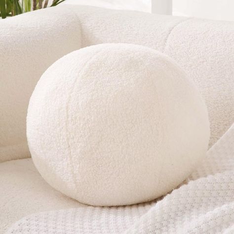 Uvvyui Ivory Ball Pillow, Soft Round Throw Pillows, Sphere Shaped Pillow Round Decorative Pillow, 11.8 Inch Round Boucle Plush Pillow Cushion for Couch, Sofa, Bedroom Sphere Pillow, Circular Pillow, Knotted Pillow, Bedroom Throw Pillows, Room With Color, Round Decorative Pillows, Round Pillows, Ball Pillow, Mini Couch