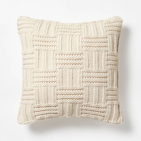 Basket Weave Knit Throw Pillow - Threshold™ designed with Studio McGee | Target Basket Weave Knit, Posable Skeleton, Studio Mcgee Target, Mahogany Color, Knit Throw, Knit Pillow, Green Throw Pillows, Recycled Polyester Fabric, Studio Mcgee