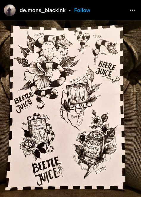 Beetlejuice Ghost Polaroid Tattoo, Beetlejuice Polaroid Tattoo, Bettle Juice Tattoo Tim Burton, Beetlejuice Tattoo Stencil, Tim Burton Patchwork Tattoo, Tim Burton Tattoo Designs, Spooky Flowers Tattoo, Beatle Juice Tattoo Ideas, Beetle Juice Tattoos