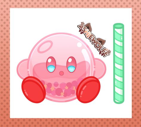 Kirby Boba, Sanrio Gacha, Tiffany Blue Bathrooms, Gacha Food, Fluffle Puff, Bubble Tea Shop, Gacha Props, Boba Drink, Props Art