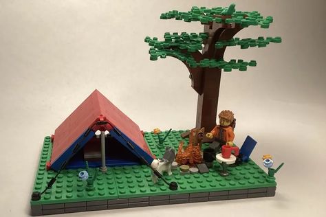 Lego Tent, Lego Camp, Camping Scene, Can You Find It, Park Ideas, Camp Chair, Lego Creative, Chair Table, Nature Park