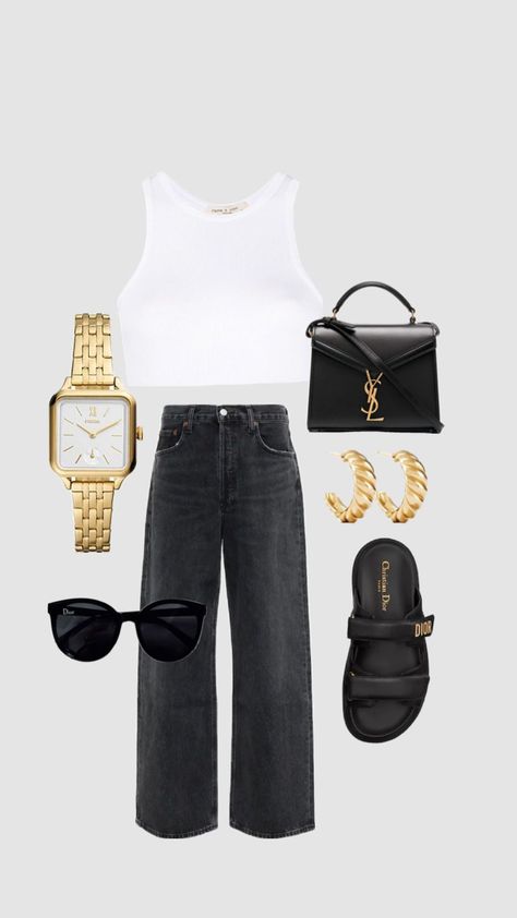 Outfit Inspo #outfitinspiration #outfitidea #goldjewelry Elegante Casual, Brunch Outfit, Style Trends, Mode Inspo, Outfit Inspo Fall, Summer Fashion Outfits, Fashion Lookbook, Casual Style Outfits, Lookbook Outfits