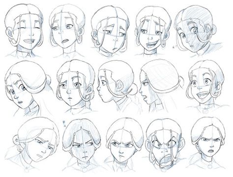 Katara Concept Art Landscape, Character Design Cartoon, 얼굴 드로잉, 얼굴 그리기, Avatar The Last Airbender Art, Drawing Expressions, 캐릭터 ��드로잉, Legend Of Korra, Drawing Lessons