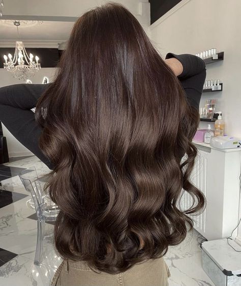 チョコレートブラウン ヘアカラー, Dark Brunette Hair, Brown Hair Looks, Brown Hair Inspo, Long Healthy Hair, Long Brown Hair, Hair Inspiration Color, Hair Inspo Color, Dark Brown Hair