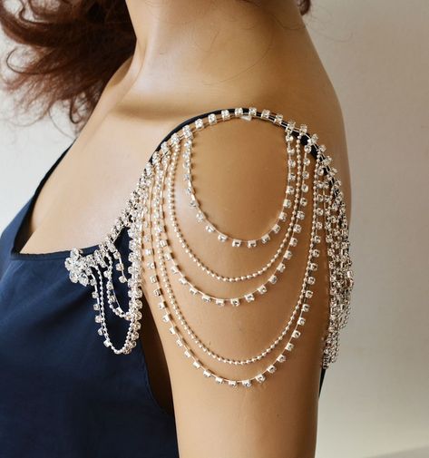 Rhinestone Wedding Detachable Strap Crystal Shoulder | Etsy Blouses Designs Latest, Wedding Arms, Blouses Designs, Shoulder Jewelry, Shoulder Necklace, New Saree Blouse Designs, Women Bride, Wedding Dresses With Straps, Collar Chain