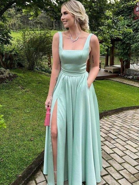 Prom Dresses Elegant, Gown Prom, Satin Prom Dress, Satin Color, Evening Dresses Elegant, Glam Dresses, Dresses Evening, Evening Party Dress, Long Prom Dress