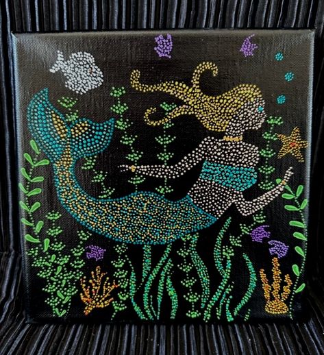 Mermaid Dot Painting Fish Dot Painting, Mermaid Dot Painting, Dot Art Painting Fish, Whale Dot Painting, Peacock Mandala Dot Painting, Mandala Dots, Dot Painting, Dots Art, Mermaid