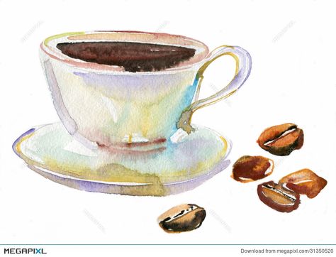 Coffee Watercolor, Coffee Label, Mr Coffee, Watercolor Food, Coffee Painting, Steaming Cup, Coffee Cards, About Coffee, Coffee Print