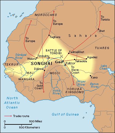 Songhai Empire. This map shows the Songhai Empire in West Africa at the height… Songhai Empire, African Empires, All About Africa, Ap World History, Africa Map, African Diaspora, African History, Historical Maps, West Africa