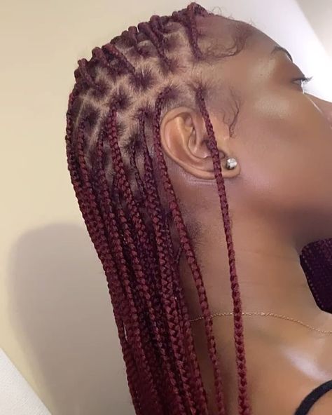 Color: 530 530 Knotless Braids, Hair Color Braids, Red Knotless, Color Braids, Braiding Hair Colors, Cute Box Braids, Hairstyle Inspo, Braided Cornrow Hairstyles, Braids Hairstyles Pictures