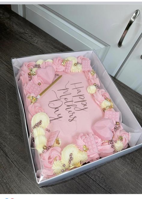 Birthday Cake For Mum, Square Cake Design, Slab Cake, Cakes Decorating, 16 Birthday Cake, Square Cake, Creative Cake Decorating, Decorating Cakes, 21st Birthday Cake