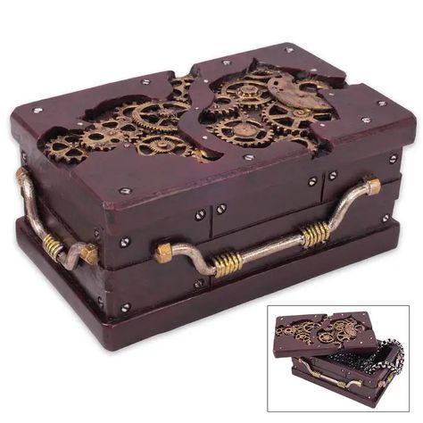 Rectangle Steampunk Trinket Box Punk Room, Steampunk Diy Crafts, Steampunk Shop, Steampunk Home Decor, Steampunk Gadgets, Steampunk Octopus, Steampunk Aesthetic, Steampunk Pirate, Steampunk House