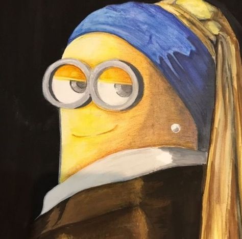 Dadaism Art, Minion Painting, Minion Drawing, Appropriation Art, Bahasa China, Girl With A Pearl Earring, Disney 100, Art Parody, Sopot