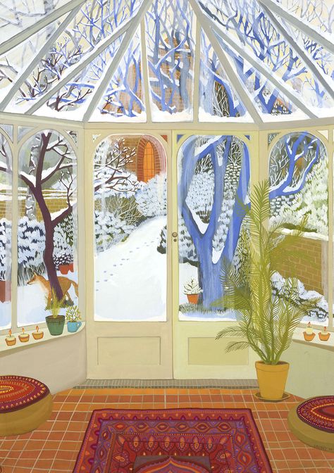 PAW PRINTS IN THE SNOW Snow Illustration, Art Greeting Cards, Winter Illustration, Have Inspiration, Through The Window, Winter Art, Paw Prints, Winter Garden, Whimsical Art