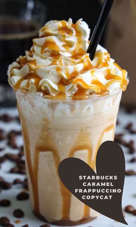 This Starbucks Caramel Frappuccino copycat recipe is sweet, creamy, simple, and delicious. It's so good, you'll think a barista made it. Vanilla Bean Caramel Frappachino, Frappe Recipe Homemade, Frappuccino Recipe Starbucks, Caramel Frappuccino Recipe, Starbucks Caramel Frappuccino, Starbucks Frappuccino Recipe, Iced Hot Chocolate, Coffee Items, Diy Smoothies