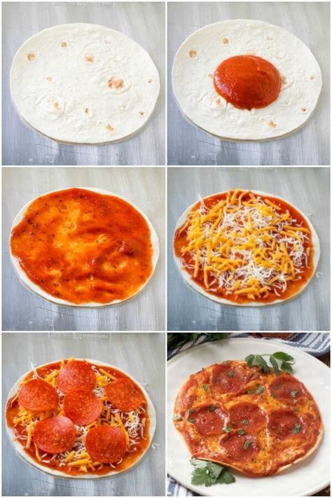 Pizza On Low Carb Tortilla, How To Make Pizza With Tortillas, Pizza Using Tortilla Wraps, Pizza Dough Recipe Bread Machine, Tortilla Pizza Recipes, Pizza Dough Ideas, Flour Tortilla Pizza, Dough Recipe Easy, Pizza Dough Easy