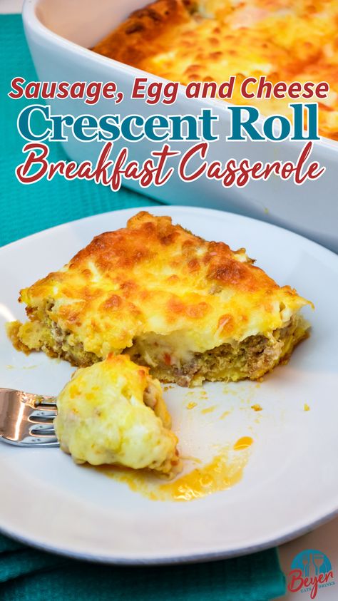 Looking for an easy and delicious breakfast idea? This Crescent Roll Breakfast Casserole is a family favorite! Made with crescent rolls, eggs, sausage, and cheese, it's the perfect comfort food for weekend brunch or a holiday morning. Ready in under 30 minutes, it's quick, hearty, and sure to be a crowd-pleaser! #BreakfastRecipe #EasyMeals #BrunchIdeas #CrescentRolls #ComfortFood Crescent Roll Sausage, Crescent Roll Breakfast, Egg And Cheese Casserole, Crescent Roll Casserole, Easy Crescent Rolls, Crescent Roll Breakfast Recipes, Sausage Egg Casserole, Crescent Breakfast, Sausage Breakfast Casserole